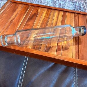 Vintage Clear Glass Rolling Pin Bottle w/ Metal Screw Cap Kitchen Decor Pastry